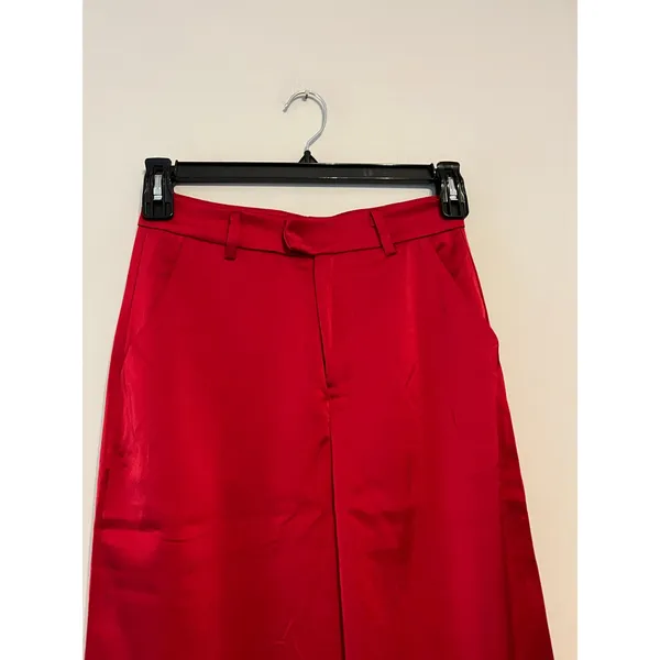 Lulus Modern Approach Red Satin Wide-Leg Pants Size Small - Image 5
