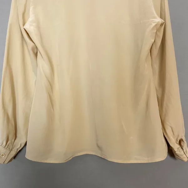 Vintage Nordstrom Silk‎ Blouse Cream Women Button-Up Long Sleeve Top Hong Kong - Image 6