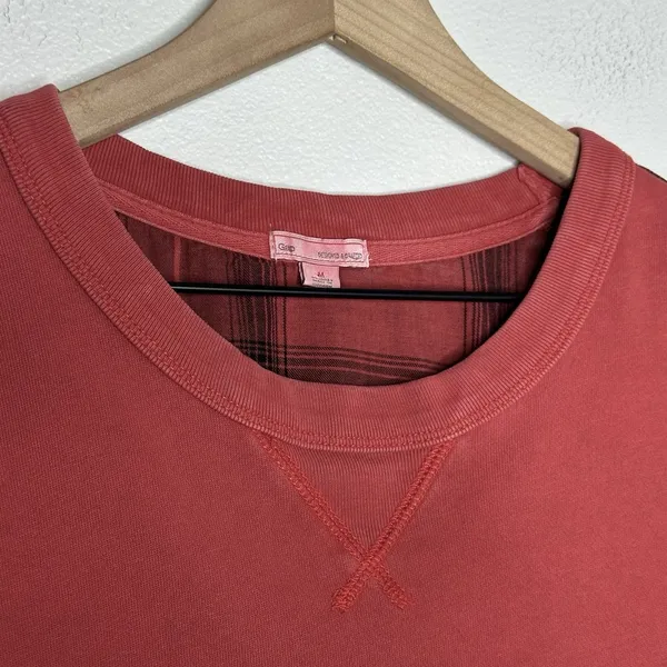 Vintage Y2K Gap 100% Cotton Crewneck Sweatshirt Red Plaid Sz M Cabincore Preppy - Image 8