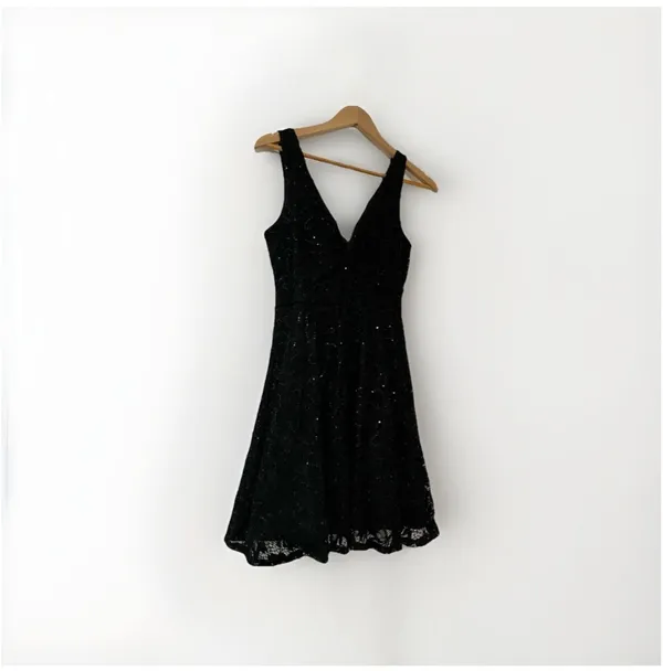 City Triangles Y2K Black Fit & Flare Homecoming Dress V-Neck Cutout Strappy Size 5 - Image 2