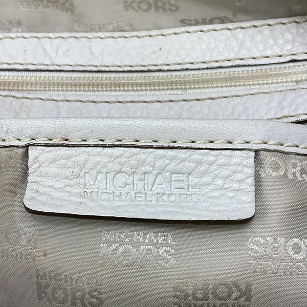 Michael Kors Cream Leather Satchel‎ Bag Gold Hardware Handbag Purse - Image 9