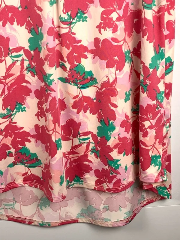 Fyve Womens XL Tropical Floral Sleeveless Blouse Pink High Low Tunic - Image 4