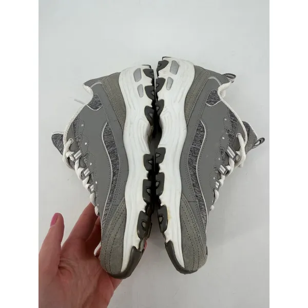 Skechers D'Lites Sneakers Womens 8 Gray White Memory Foam Walking Shoes Retro - Image 6