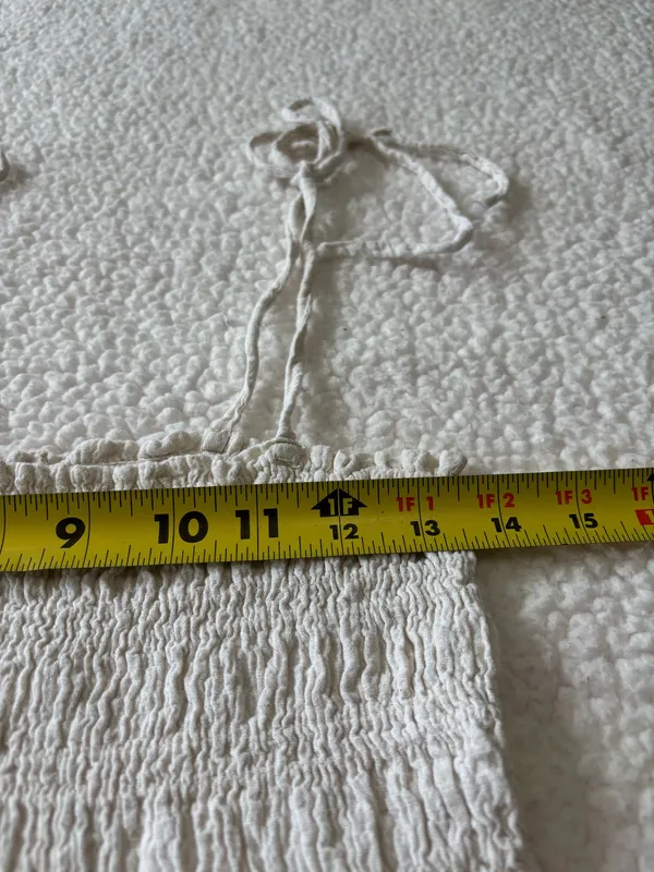 Zara White Smocked Peplum Boho Cami Top with Shoulder Ties Size S Cottagecore - Image 4