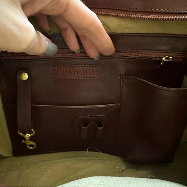 Brahmin Brown Leather And Croc Embossed Shoulder Bag - Image 6