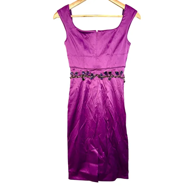 NWT Mandalay Oleander Purple Beaded Embellished Midi Cocktail Evening Dress Sz 2 - Image 7