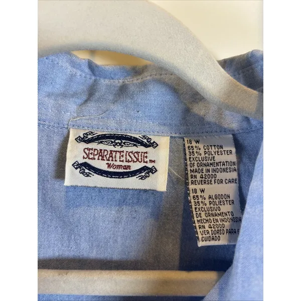 Vintage 90s Women Size 18 Short Sleeve Farm Pig Embroidered Stitched Shirt - Image 2