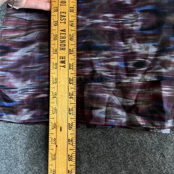 Lord & Taylor Silk Cotton Ikat Print 2 Piece Set Top & Skirt Purple Blue Sz 8 M - Image 4