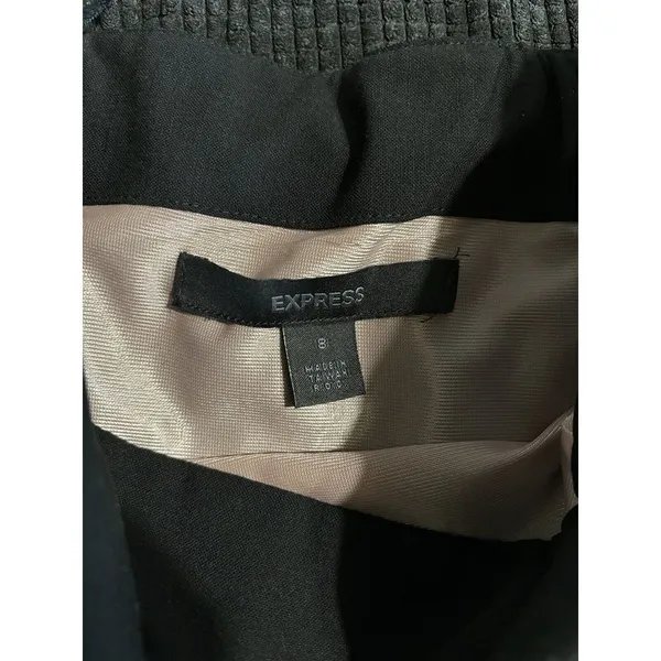 Express Black Embroidered Strapless Dress Size Medium Flare Zip Boning‎ - Image 9