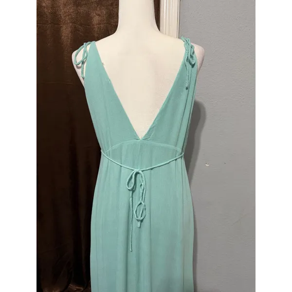 Maxi Wrap Dress Size L Mint Green Ruffle High-Low Cottagecore Coastal Romantic - Image 12