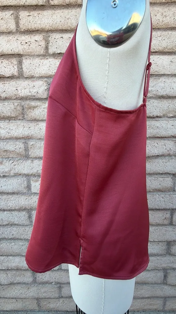 Wild Fable | Deep Wine Satin V-Neck Cami | L - Image 4