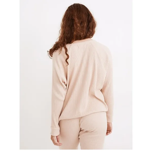 Madewell Avalon Pink Front Tie Long Sleeve Pullover Top size Large - Image 4