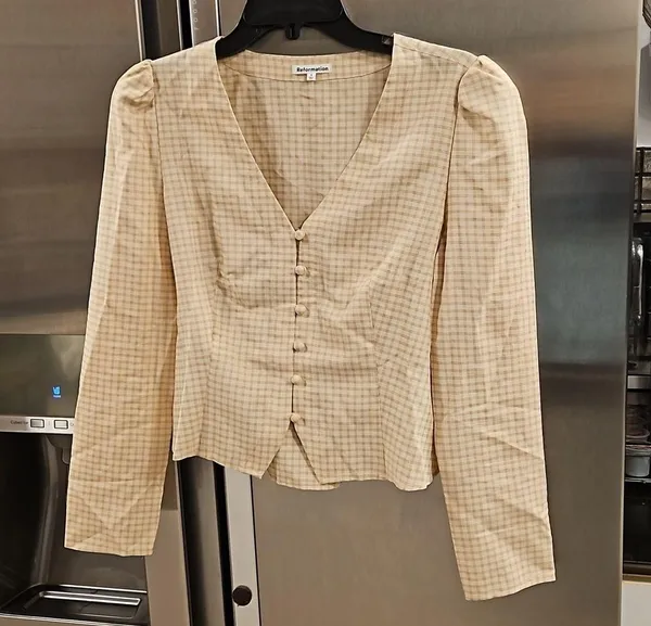 💕REFORMATION💕 Callie Top - Yellow Plaid ~ 4 NWOT - Image 6