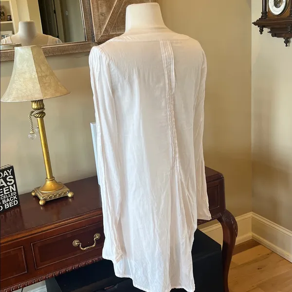 Romantic Free People ivory blouse oversized long top Womens S Button Up Lace - Image 7