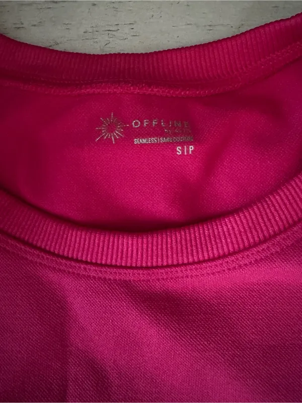 Offline by Aerie Pink Seamless Cropped Crew Neck Athletic Tee Stretch S - Image 10