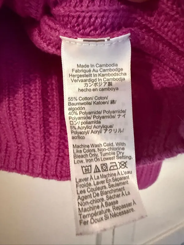 J.Crew Fuschia ribbed mock neck sweater small - Image 4