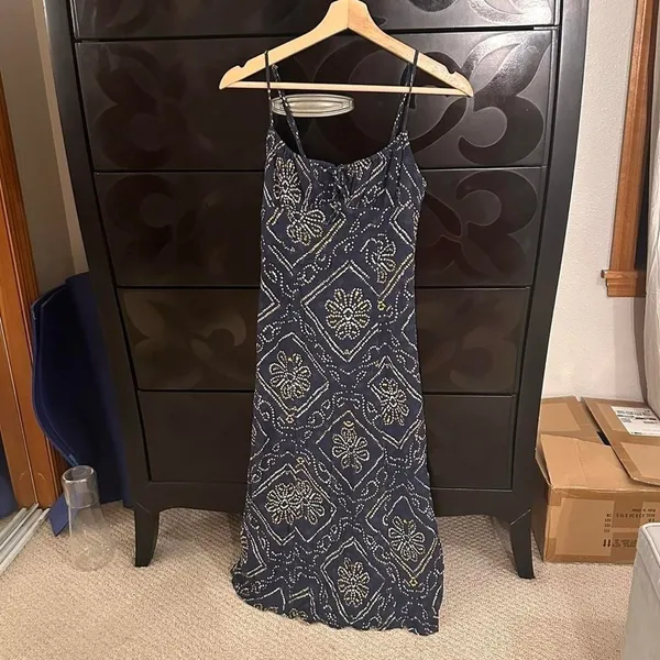 Navy Boho Patterned Sundress Blue Size XS - Image 7