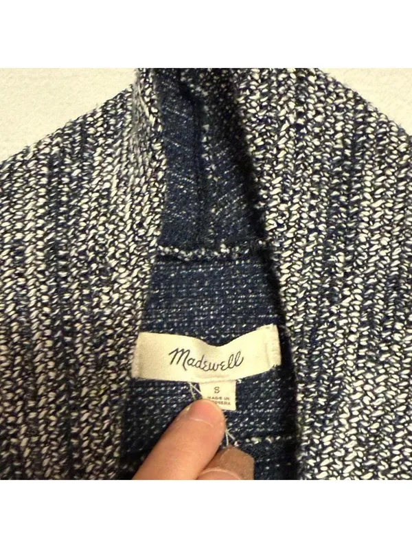 Madewell Marled Mockneck Sweater Women's Small Navy‎ Blue White Knit Pullover - Image 3