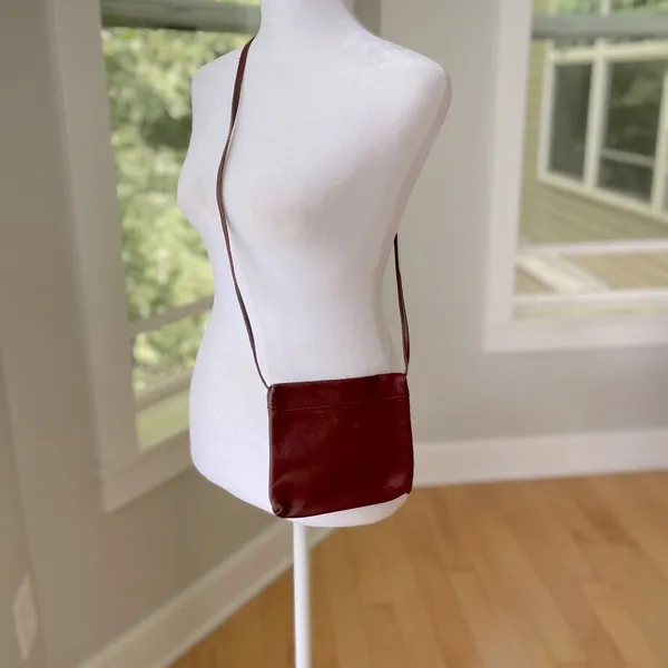 Vintage Oxblood Dark Red Burgundy Genuine Leather Crossbody Mini Bag - Image 7