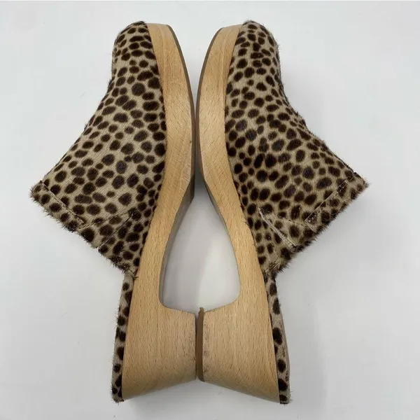 Madewell Womens The Ruby Clog in Dotted Calf Hair 7.5 Wooden Soles Slip On MA526 - Image 8