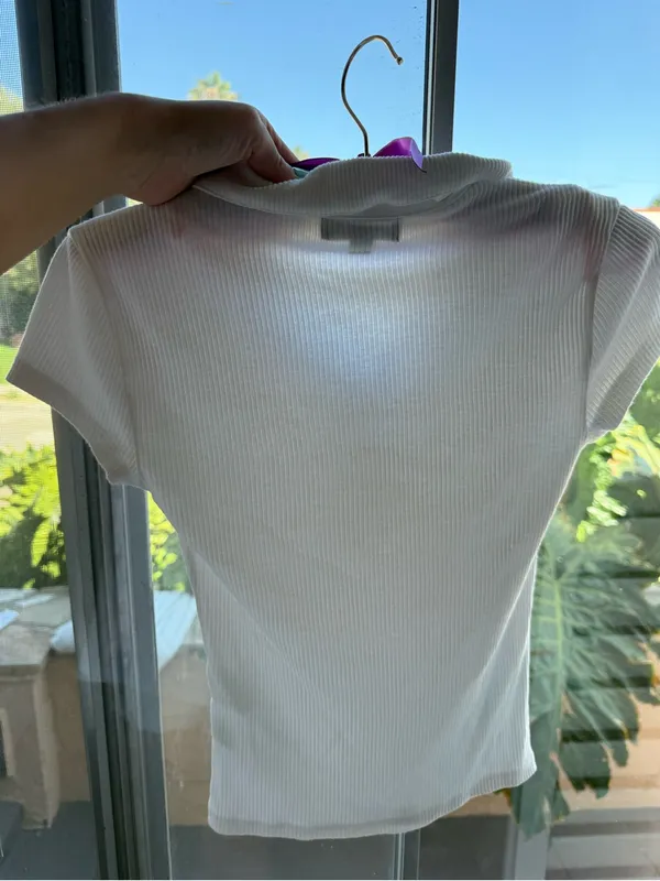 j. crew White Ribbed Polo Shirt sz S - Image 3