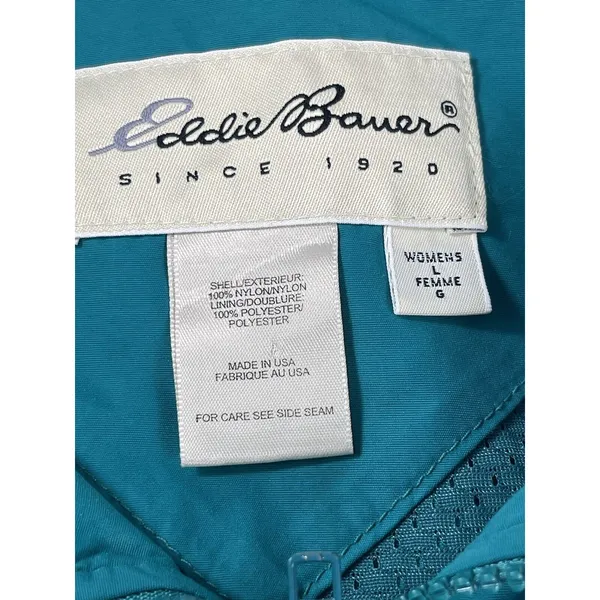 Eddie Bauer Teal 90s Vented Long Sleeve Windbreaker L - Image 9