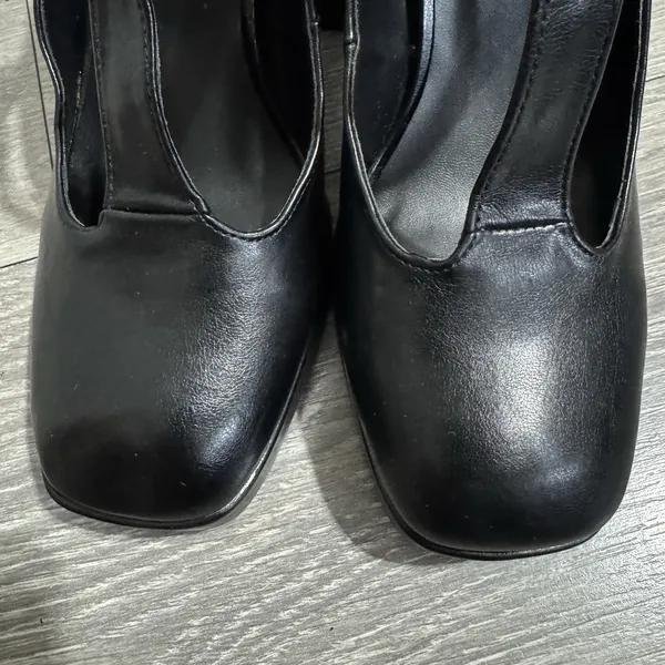 BAMBOO Black Academia‎ Platform Mary Jane Pumps Chucky Heel 9 Faux Leather Y2K - Image 6