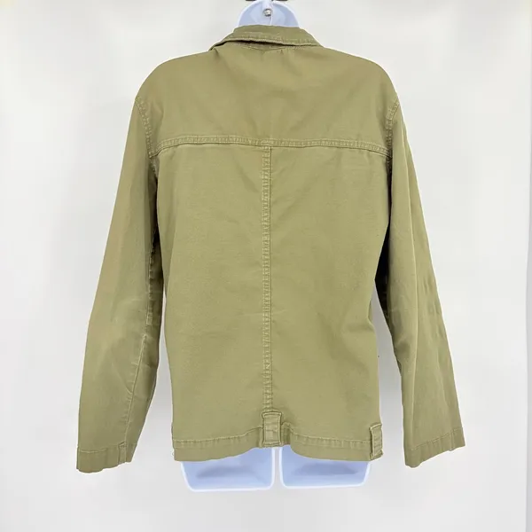 Y2K Forever 21 Canvas Utility Coat Sz S Olive Grunge Military Indie Sleaze Zip - Image 8