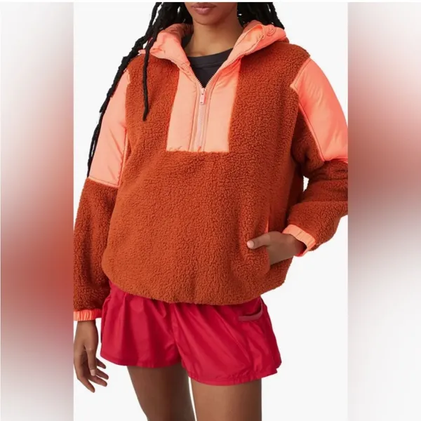 Free People FP Movement Lead the Pack Fleece Pullover Jacket Boho half zip coat - Image 3