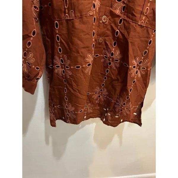 Anthropologie NWT Eva Franco Women Small Josie Eyelet Shirt Western Cowgirl Boho - Image 5