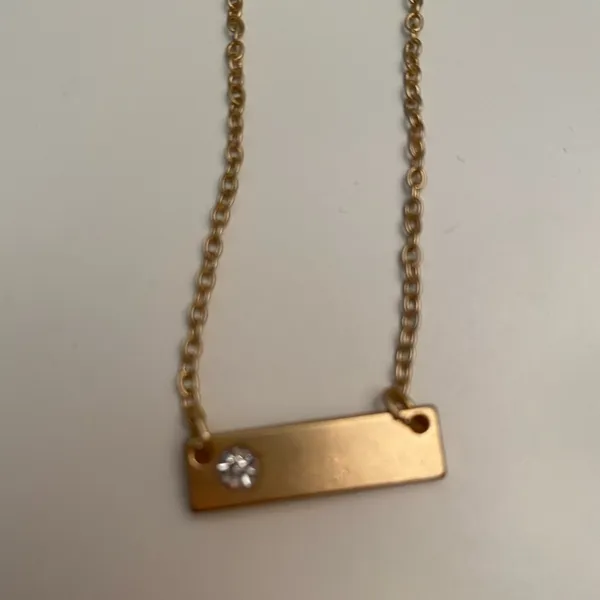 Gold and rhinestone bar necklace - Image 2