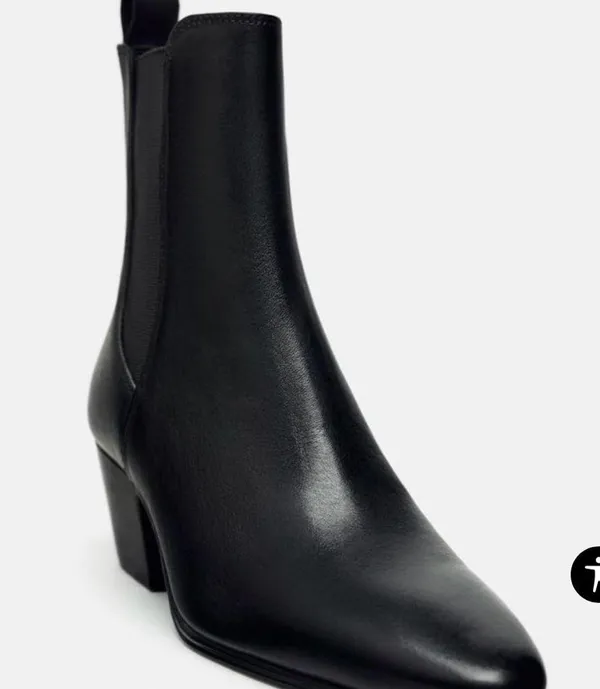 Zara HEELED LEATHER ANKLE BOOTS size 38 - Image 6