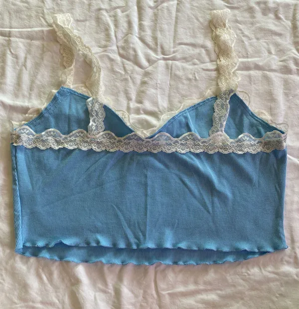 Blue Lace Tank Top Size L - Image 3