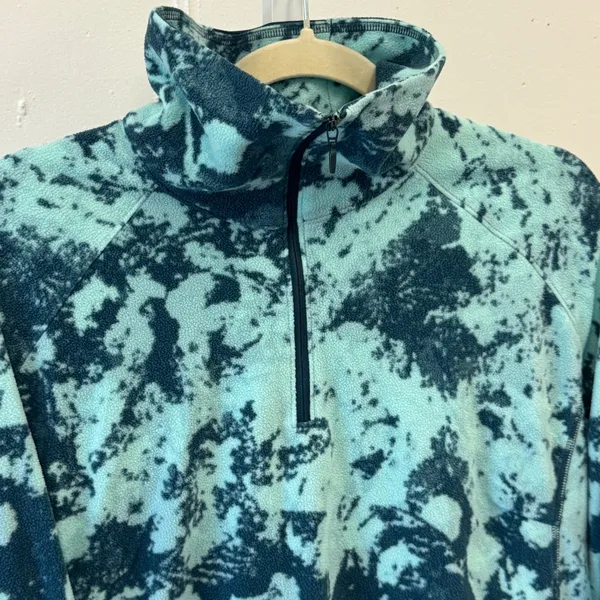 Columbia Abstract Fleece Quarter Zip Pullover Mint Green Blue Tie Dye Print XL - Image 5