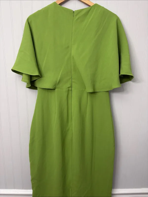 Pomander Place Leah Pistachio Green Cape Sleeve Midi Dress Women Size 6 #B1700 - Image 4