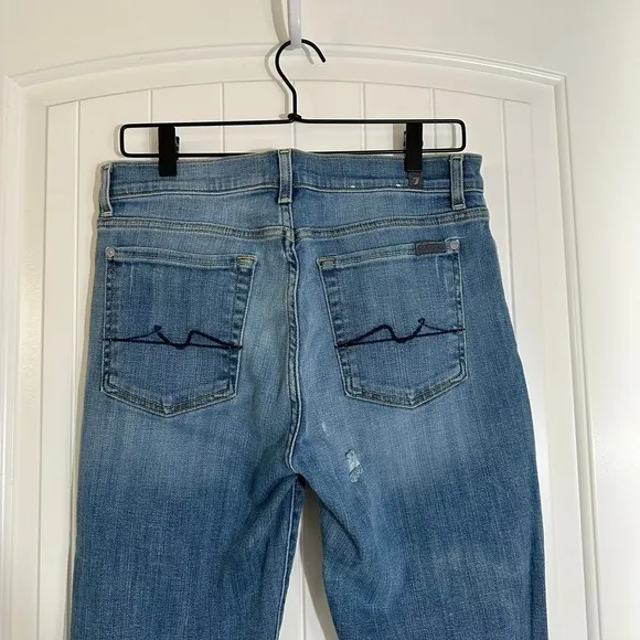 7 For All Mankind Josephina Straight High Rise Blue Jeans‎ Womens Size 29 - Image 5