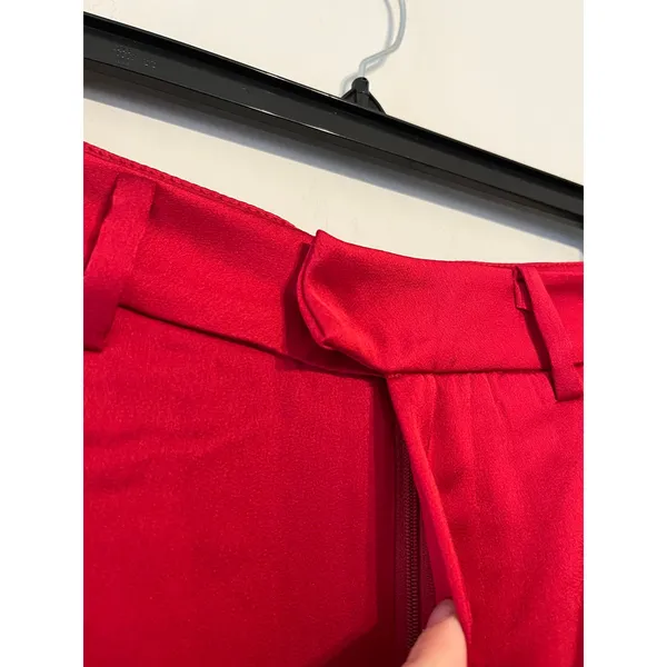 Lulus Modern Approach Red Satin Wide-Leg Pants Size Small - Image 8