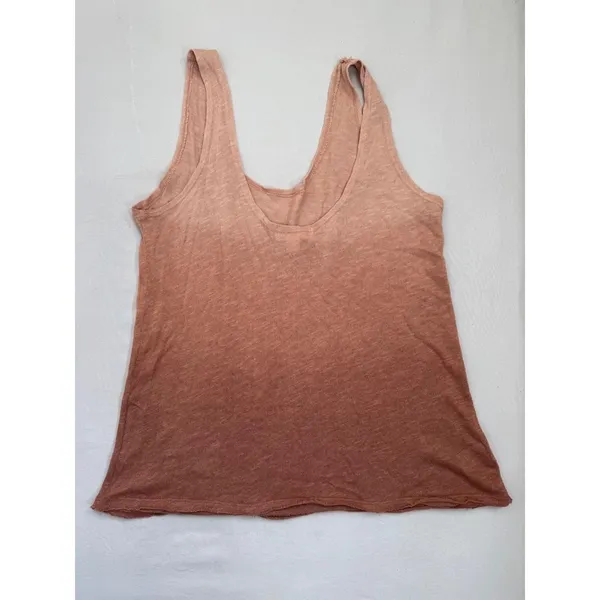 Treasure & Bond Tank Top Ombre tan Brown Slub Knit Gradient Raw Hem Sz M - Image 3