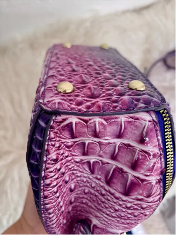 Women's Unbranded Purple Pink Faux Croc Embossed Crossbody Clutch Bag One Size - Image 10