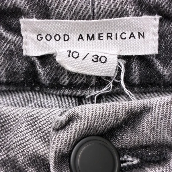 Good American Good Straight Distressed Raw Hem Jeans Washed Black Size 10/30 - Image 5