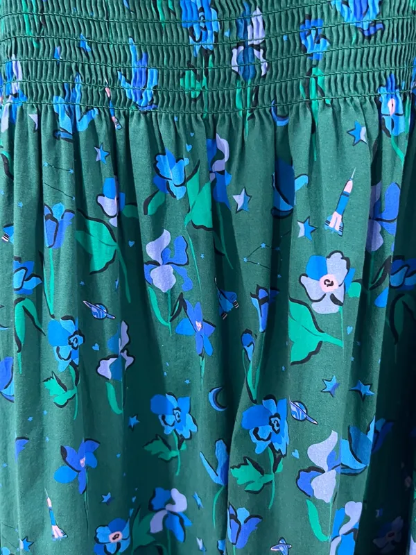 Hill House Home Green Floral Nap Dress M Cottagecore Ruffle Maxi - Image 2