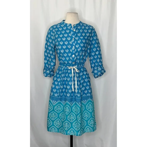 Anthropologie MEADOW RUE Anila Shirtdress Floral Blockprint Shirt Dress Size 4 - Image 2