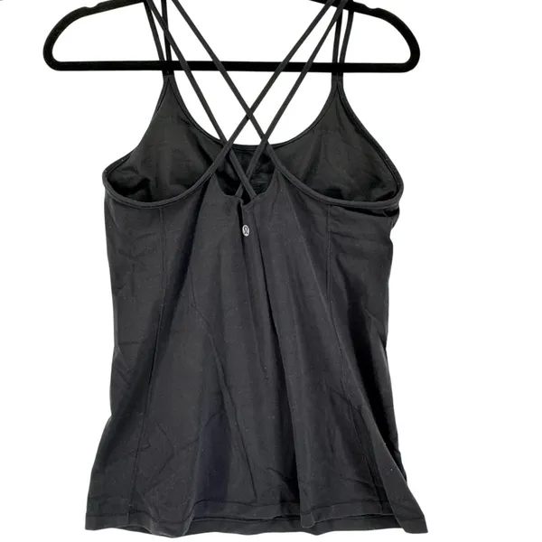 Lululemon Power Y Tank Top Black Size 8 Strappy Cross Back Built-In Bra sports - Image 2