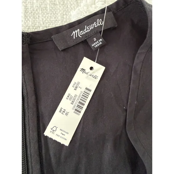 Madewell | NWT V-Neck Circle Midi Dress Black | Sz 2 - Image 5