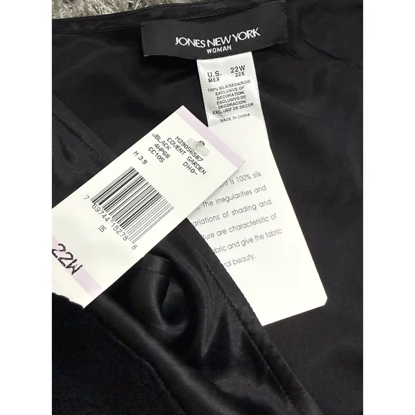 Y2K Jones New York Silk Cami Top Lace Trim Black Whimsigoth Plus Size 22W NWT - Image 8