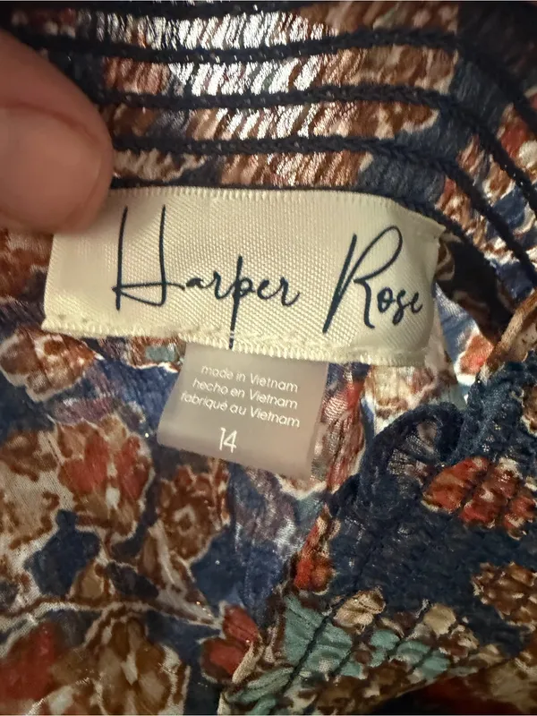 Harper Rose Sky Captain Balloon Sleeve Mockneck Trapeze Dress Victorian 14 - Image 7