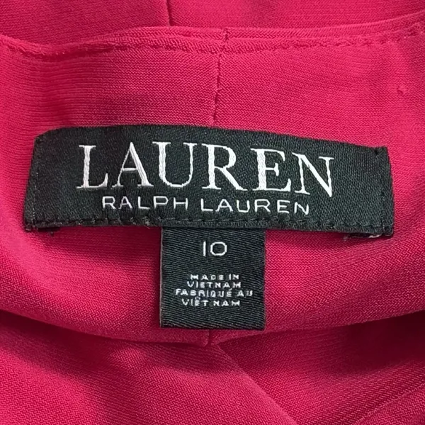 Lauren Ralph Lauren Pink V-Neck Ruched Midi‎ Dress Special Occasion Evening 10 - Image 9
