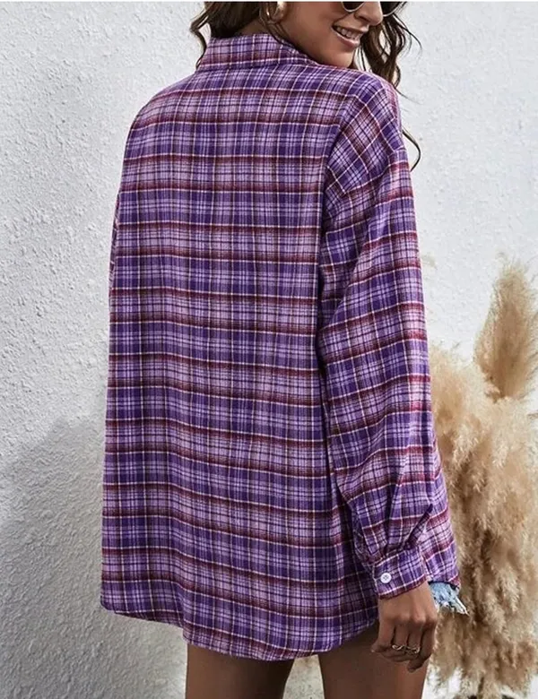 NWT Purple Oversized Flannel Size L - Image 3