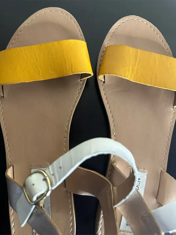 Steve Madden Yellow Front-Strap Sandals with Neutral Wrap Straps - Image 4