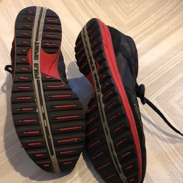 Ralph Lauren Polo Sport Black & Red Mesh Sneakers - Image 5